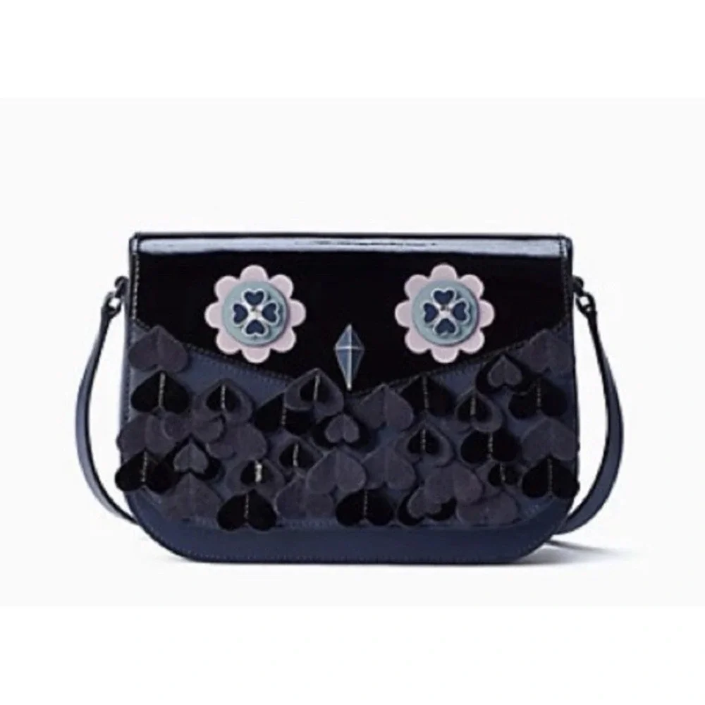 Kate Spade Zibbi Medium Flap Shoulder Bag Nightcap Floral Hearts Crossbody
